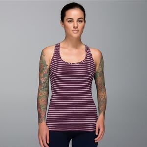 Lululemon East West Stripe Heathered Bordeaux Drama CRB Tank Top 2